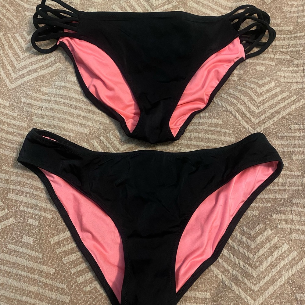 PINK Victoria's Secret Black and Pink Bikini